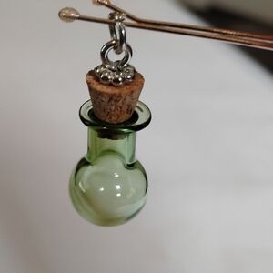 Green Glass Vial With Cork Pendant